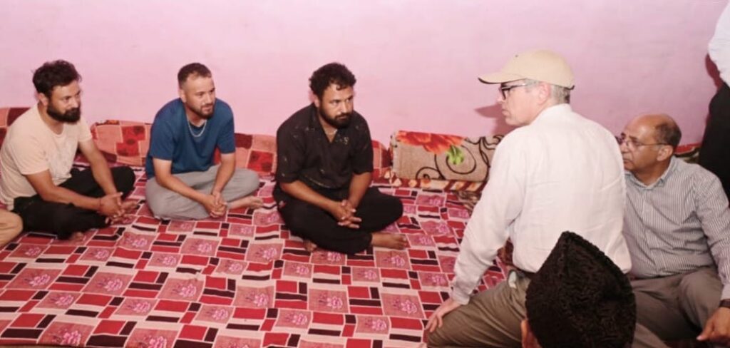 CM Omar Abdullah meets flash-flood affected families in Kishtwar
