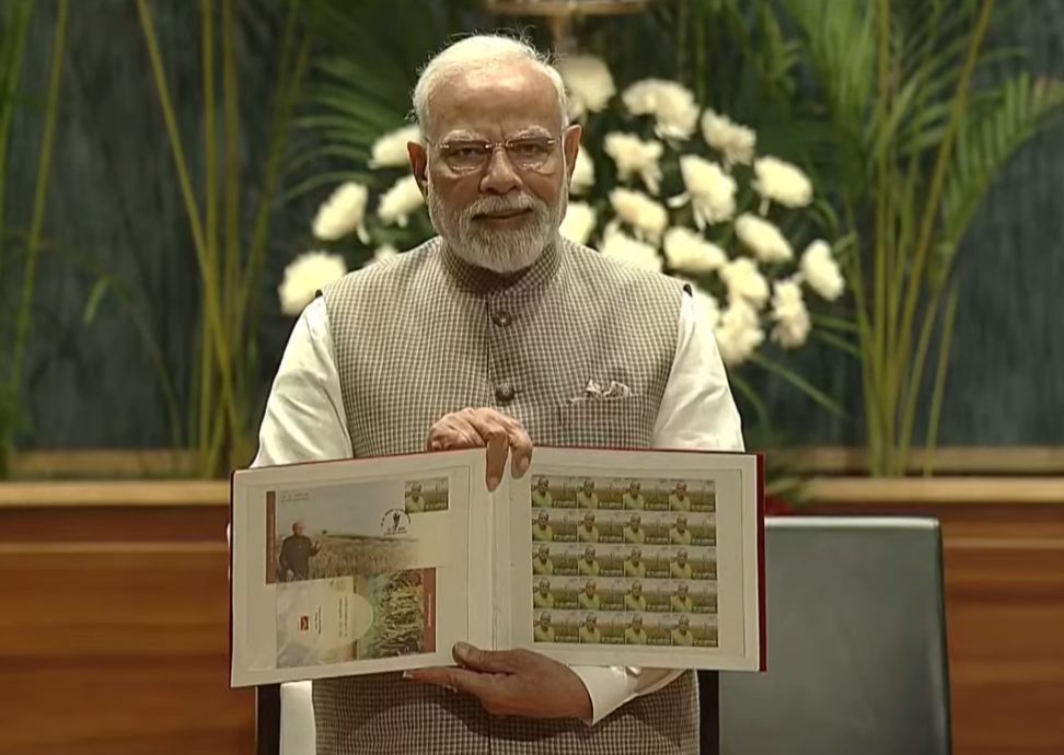 Prime Minister Narendra Modi releases commemorative stamp dedicated to MS Swaminathan