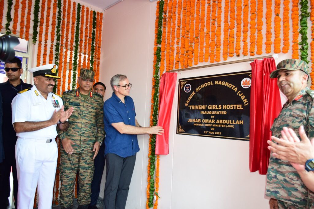 CM Omar Abdullah inaugurates girls’ hostel ‘Triveni’ at Sainik School Nagrota on 56th Raising Day