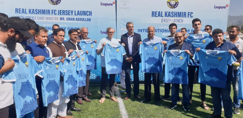 CM Omar Abdullah unveils Real Kashmir FC’s ‘Peace Jersey’ in Srinagar