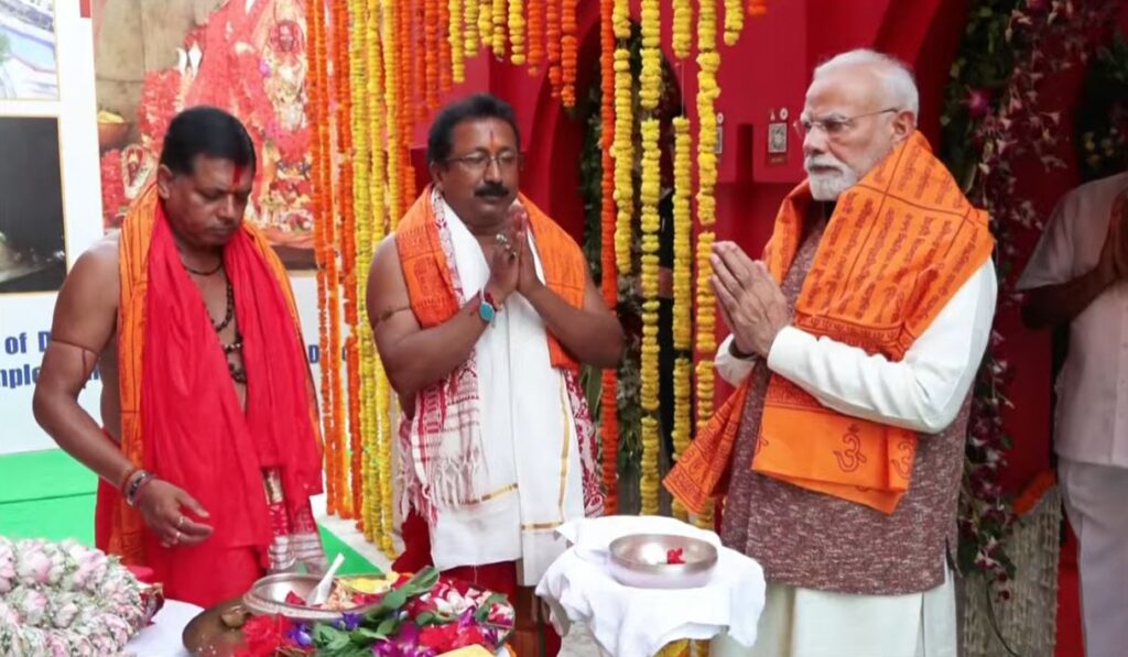 PM Narendra Modi offers prayers at Mata Tripura Sundari Temple in Tripura