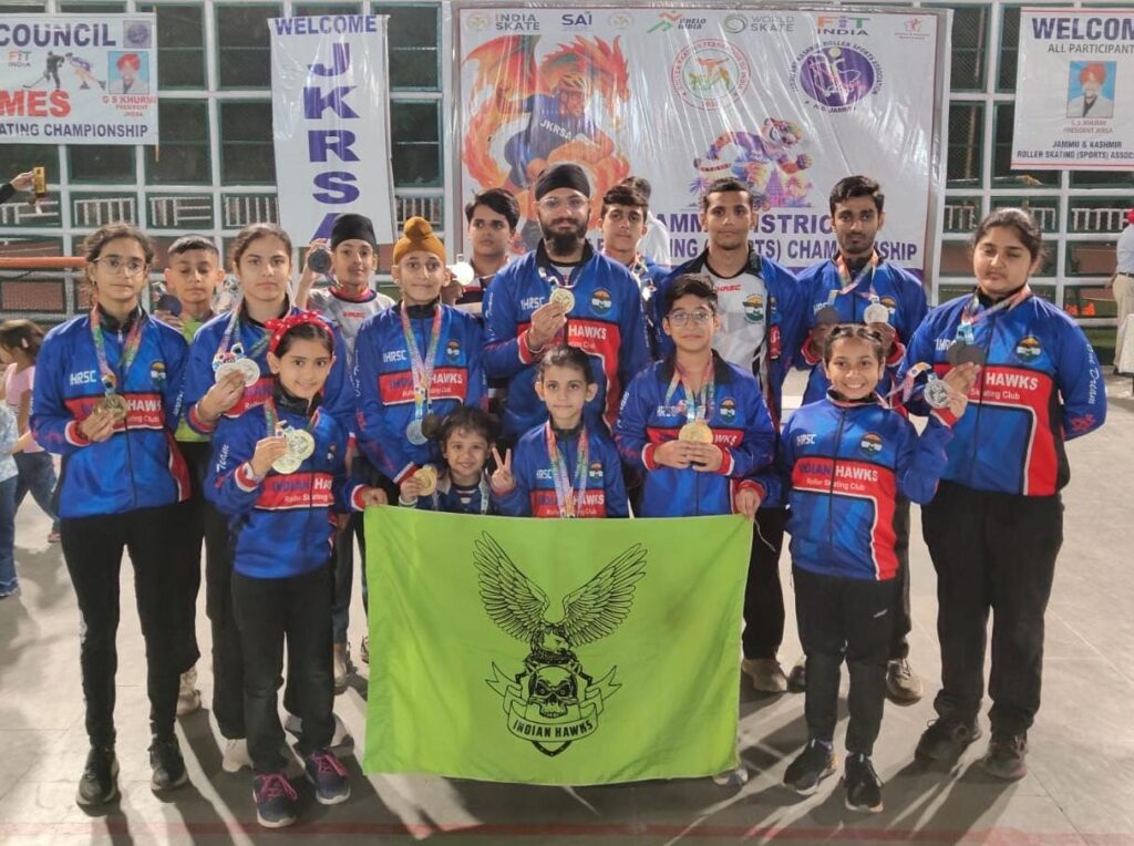 Indian Hawks Sports Academy Bags 33 Medals; 9 Skaters Crowned Champions at Jammu District Roller Skating Championship 2025