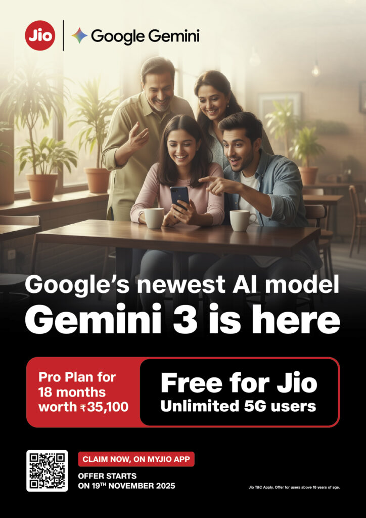 Jio Upgrades AI Offering: Gemini 3 Access Now Available to All Unlimited 5G Users