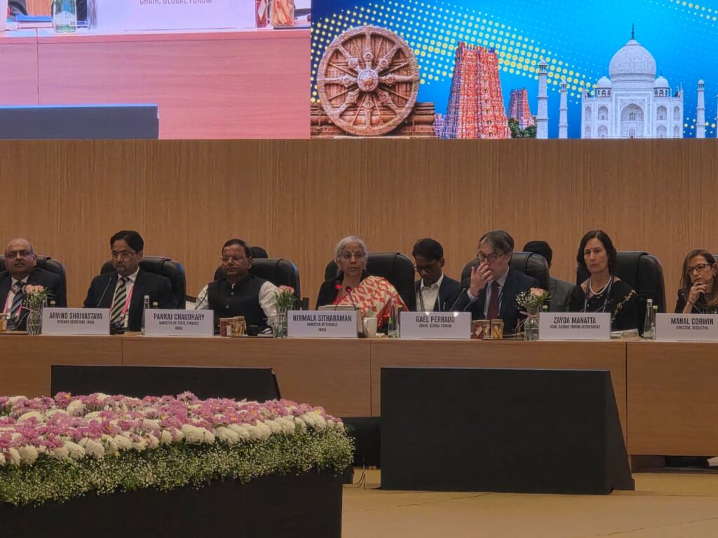 Finance Minister Nirmala Sitharaman calls for global cooperation to address new tax challenges at Global Forum meeting