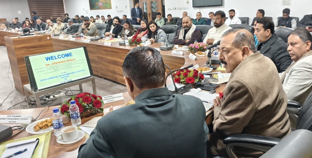 Dr Jitendra reviews reconstruction of flood damaged structures, announces Ujh Project revival
