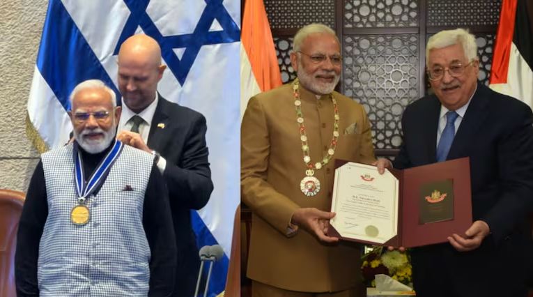 Prime Minister Narendra Modi rare world leader to receive top awards from both Israel and Palestine
