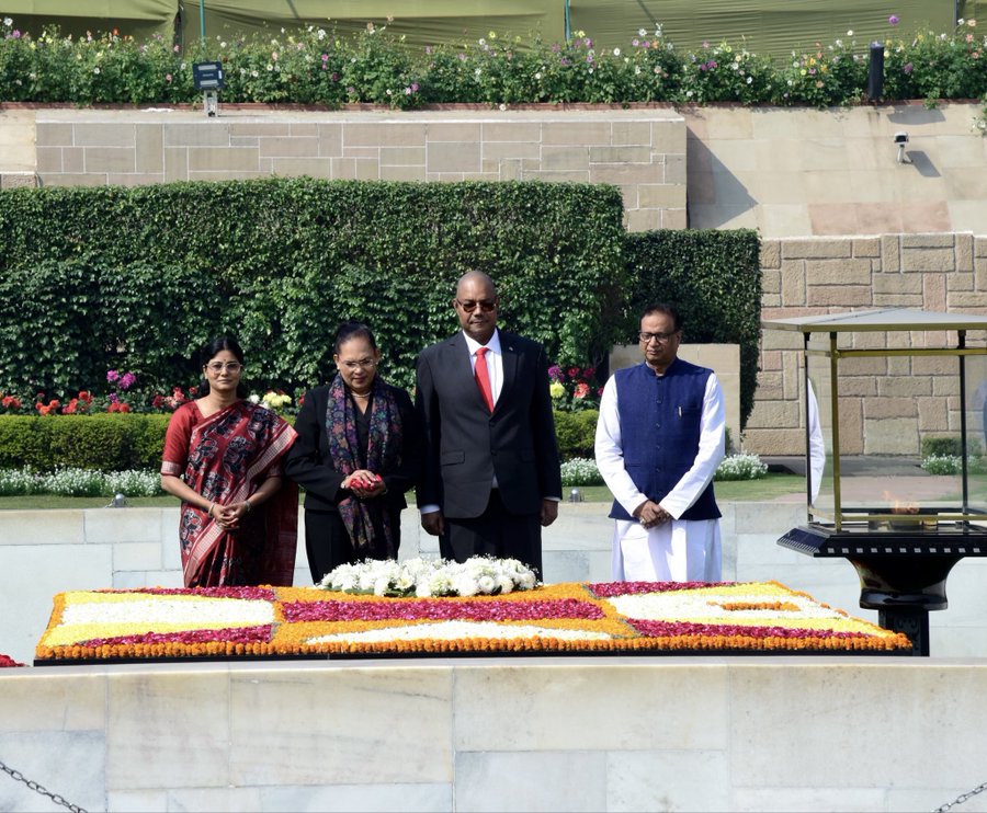 Seychelles President Patrick Herminie pays tributes at Rajghat
