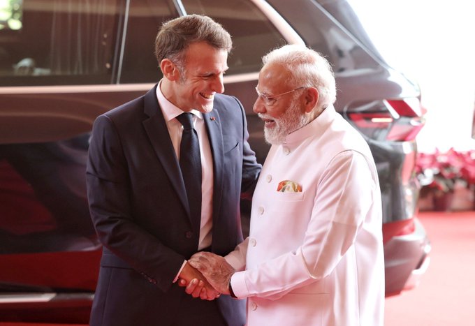 “It’s a delight to meet my friend”: PM Modi welcomes French President Emmanuel Macron in Mumbai