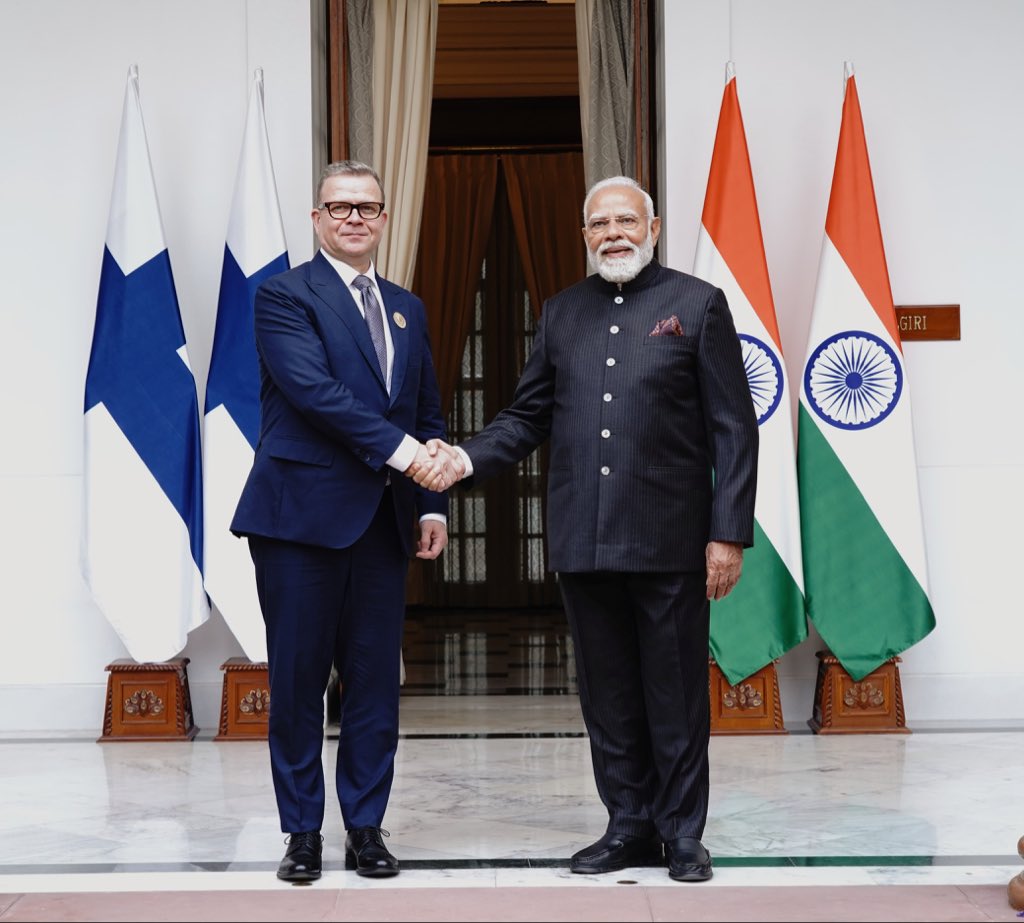 Prime Minister Narendra Modi meets with Finnish counterpart Petteri Orpo on sidelines of Global AI Impact Summit