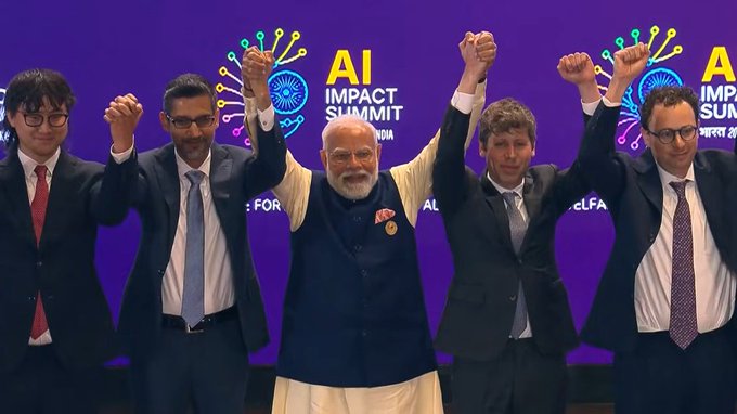 Global unity at Bharat Mandapam: PM Modi joins world leaders and tech titans for group photo at AI Impact Summit
