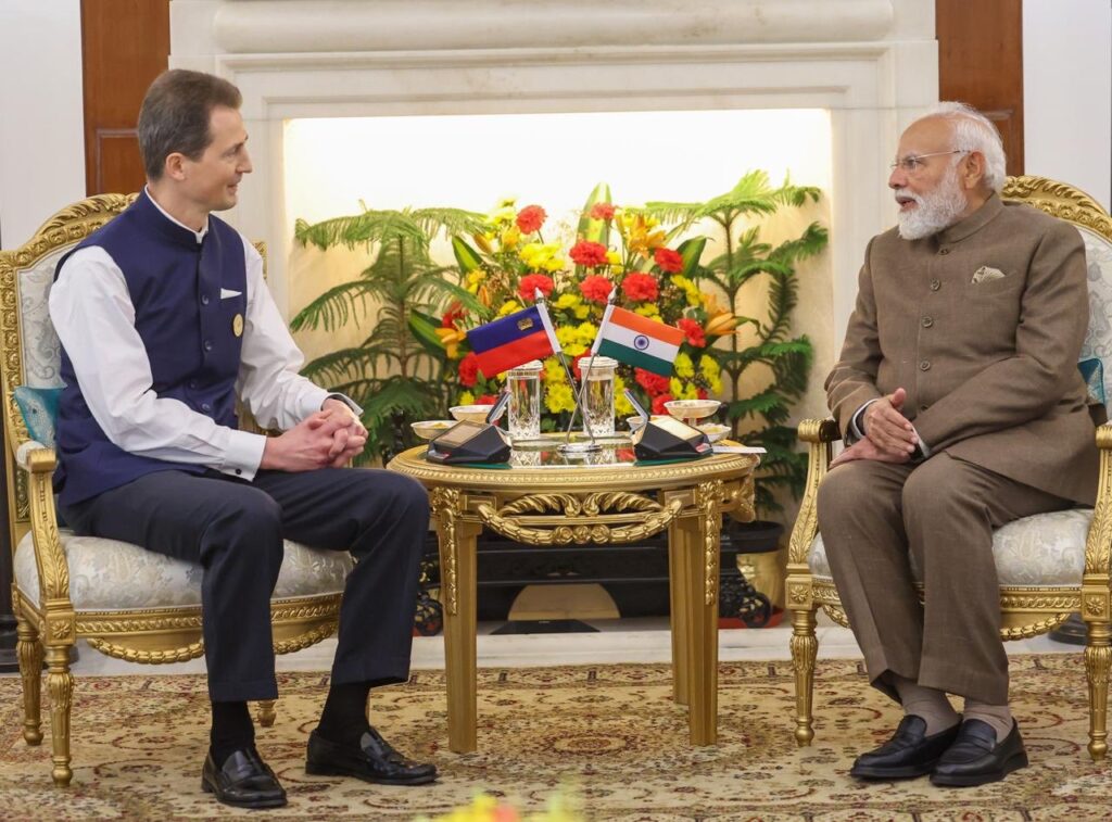 Prime Minister Narendra Modi holds bilateral meeting with Prince Alois, Hereditary Prince of Liechtenstein