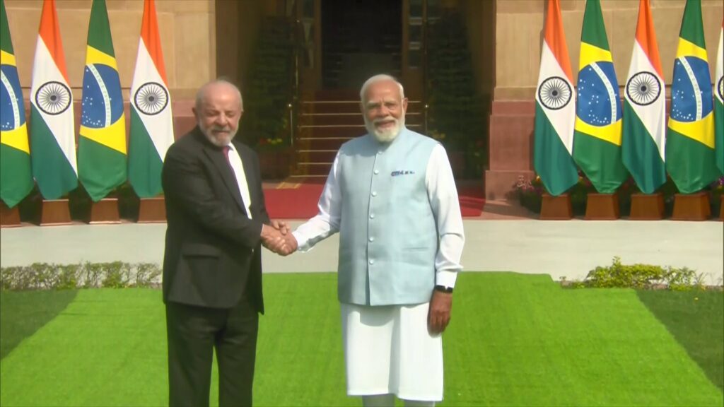 Prime Minister Narendra Modi meets Brazilian President Luiz Inacio Lula da Silva