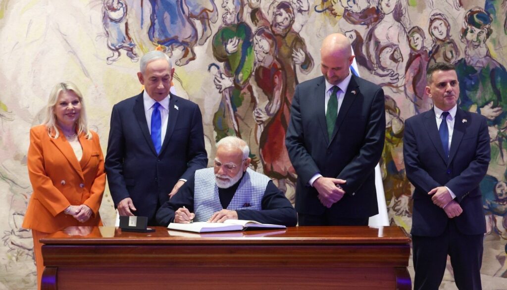 Prime Minister Narendra Modi signs Knesset guestbook ahead of historic address in Israel
