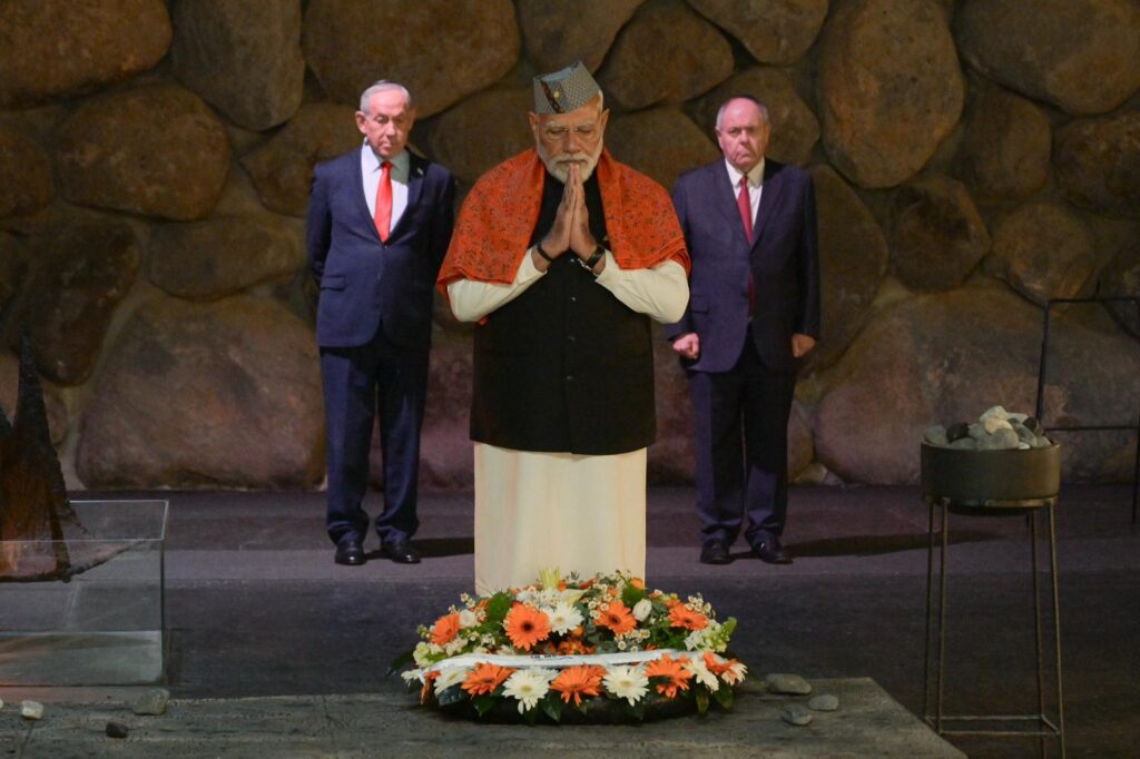 Prime Minister Narendra Modi pays his respects at Yad Vashem-Israel’s Holocaust Memorial
