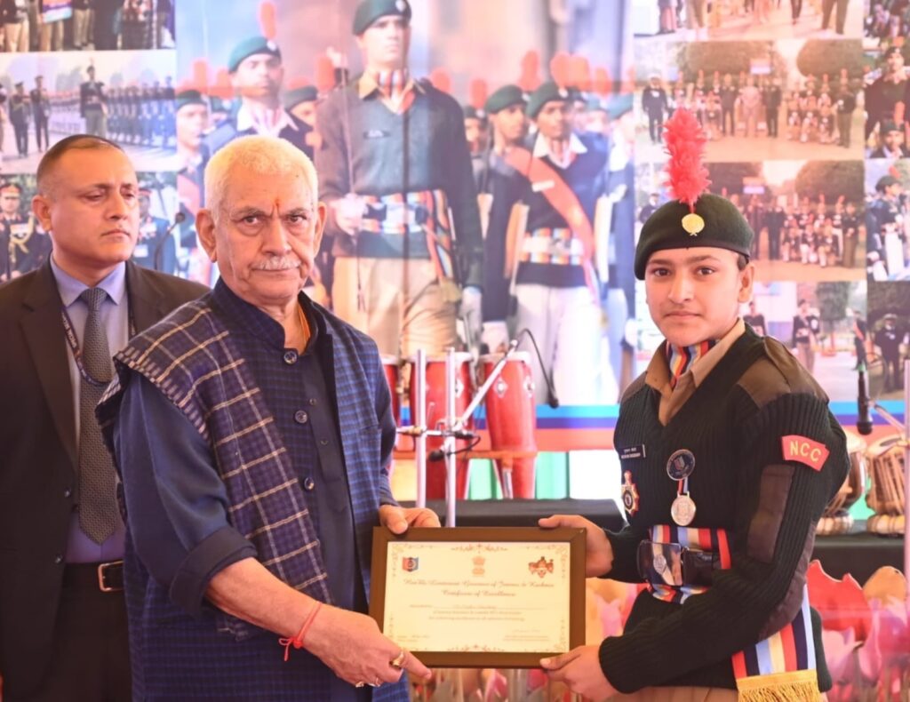 LG Manoj Sinha Urges NCC Cadets to Uphold Values of Leadership, Unity and Service for a Developed Nation