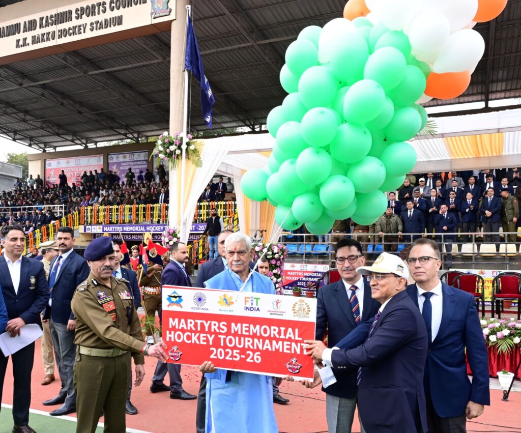 LG Manoj Sinha inaugurates J&K Police’s Martyrs Memorial Hockey Tournament in Jammu