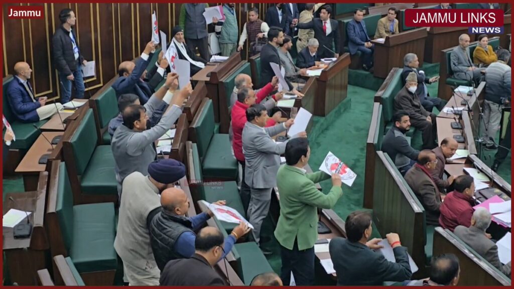 BJP MLAs protest inside J&K Assembly, demand National Law University for Jammu