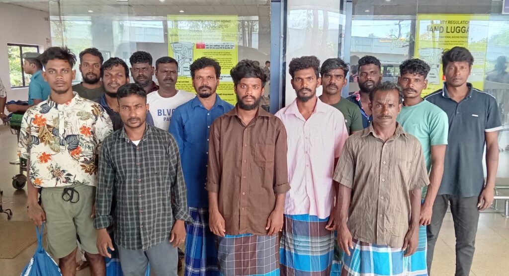 14 Indian fishermen head home after being repatriated from Sri Lanka