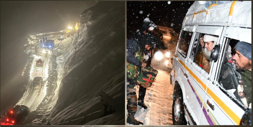 Over 30 Vehicles Stranded After Snowfall at Sinthan, Margan Tops in Kishtwar; Rescue Operation Launched