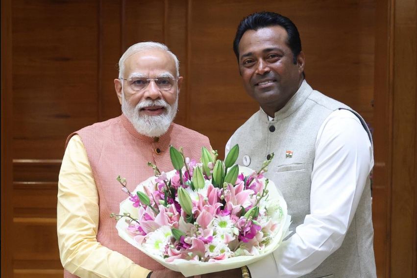 Former Tennis legend Leander Paes meets PM Modi in New Delhi