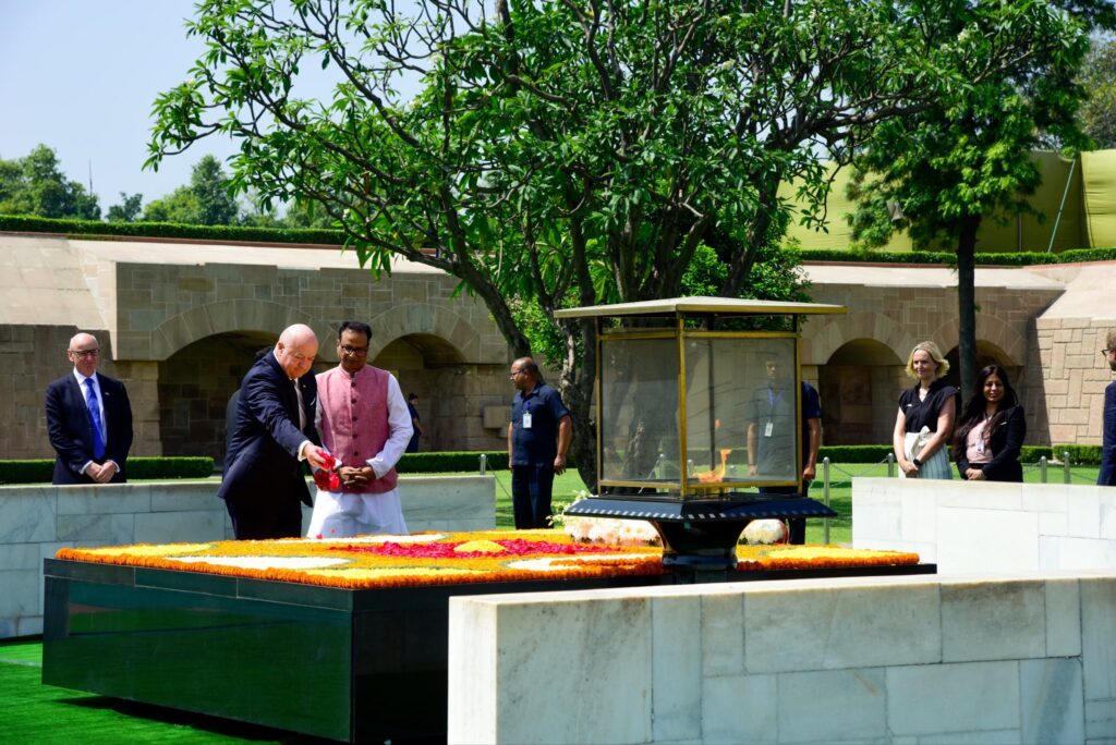 Austrian Federal Chancellor Christian Stocker, wife pay tribute to Mahatma Gandhi at Rajghat