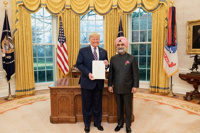US President Donald Trump wishes Taranjit Singh Sandhu success as Delhi Lt Governor, praises role in strengthening India-US ties