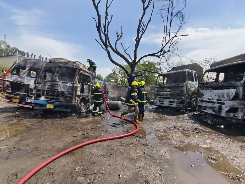 Oil tankers catch fire in Jammu, blaze under control