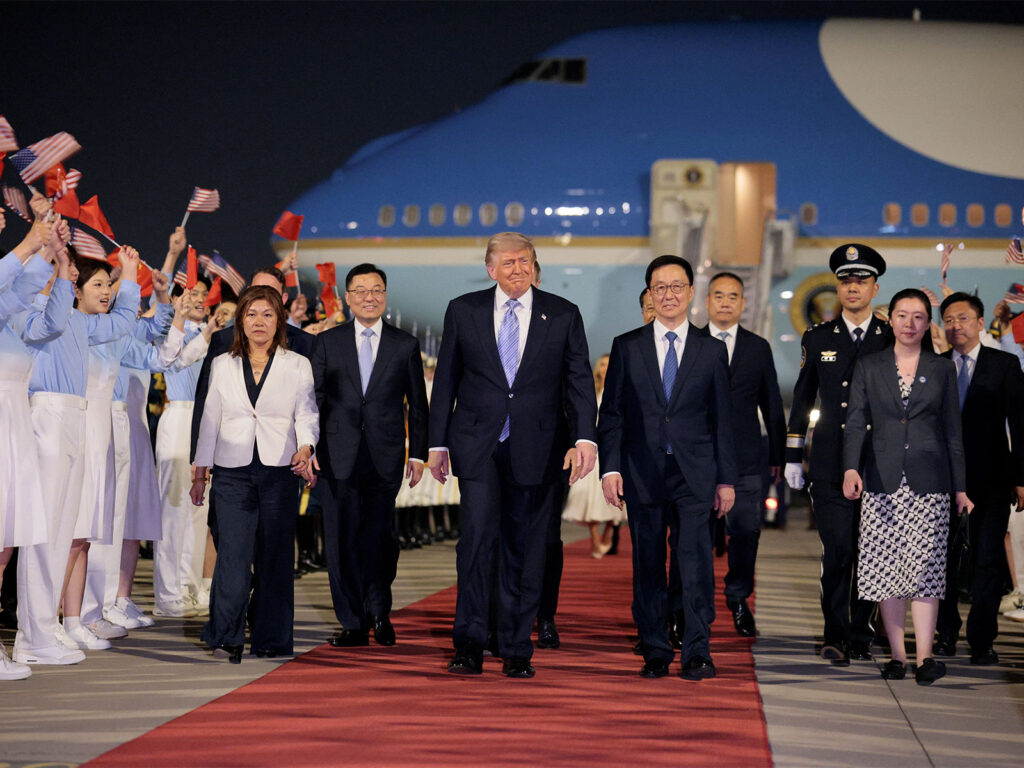 President Trump arrives in China for high-stakes summit with President Xi Jingping