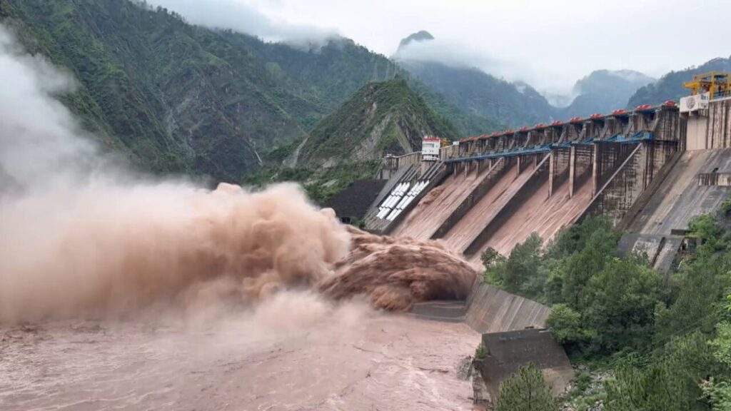 Heavy rain swells Chenab River as all gates of Salal Dam opened in Reasi