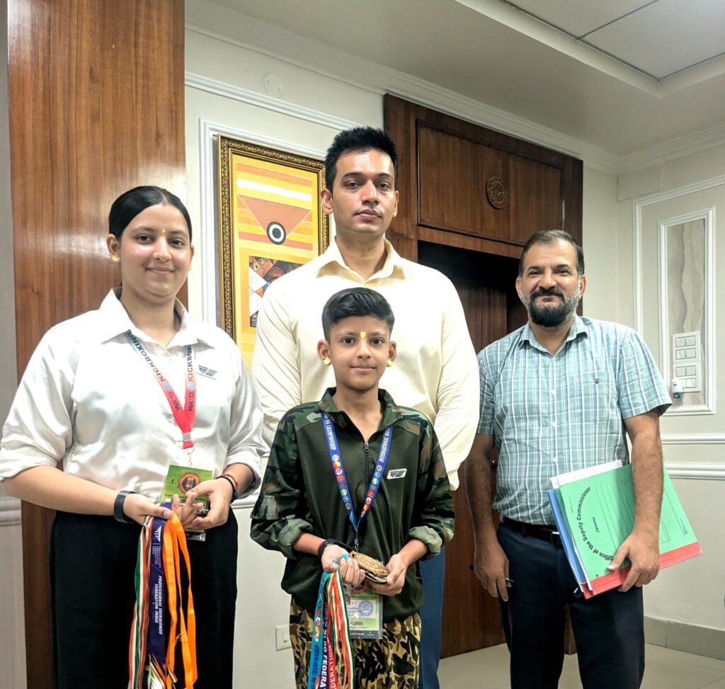 DC Jammu felicitates young Taekwondo and Kick Boxing champions
