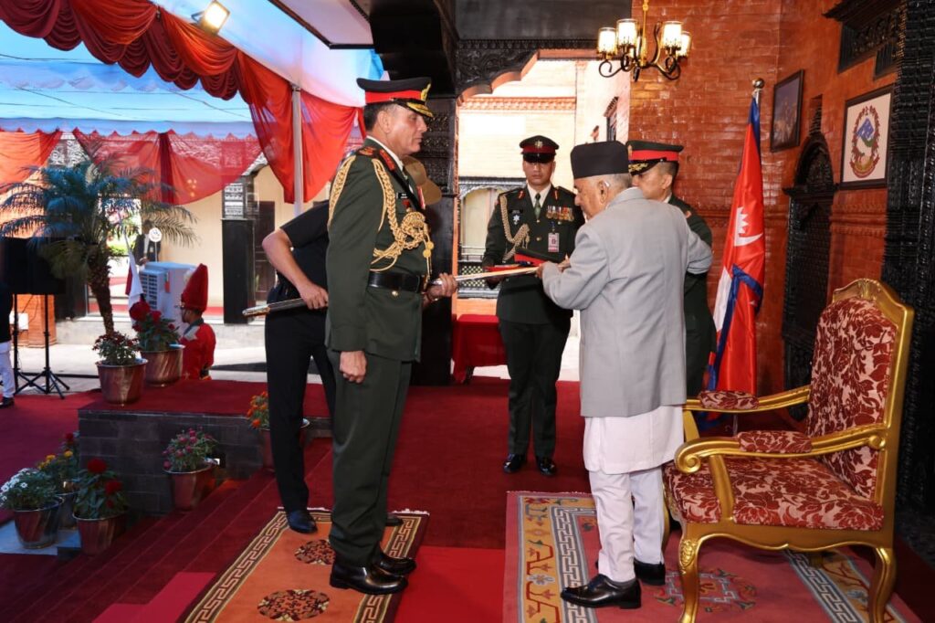 Indian Army Chief General Seth conferred rank of Honorary General of Nepal Army by President Ramchandra Paudel