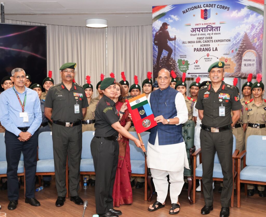 Defence Minister Rajnath Singh flags off NCC girl cadets’ nearly 250-km trek through challenging terrain in Himalayas