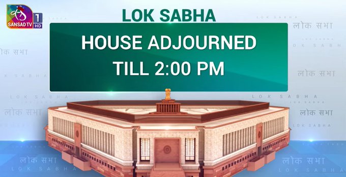 Protest continues despite Om Birla’s fresh appeal; Lok Sabha adjourned till 2 pm