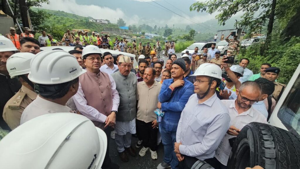 Uttarakhand CM Pushkar Singh Dhami reaches Tunnel accident site in Chamoli, monitors rescue operations