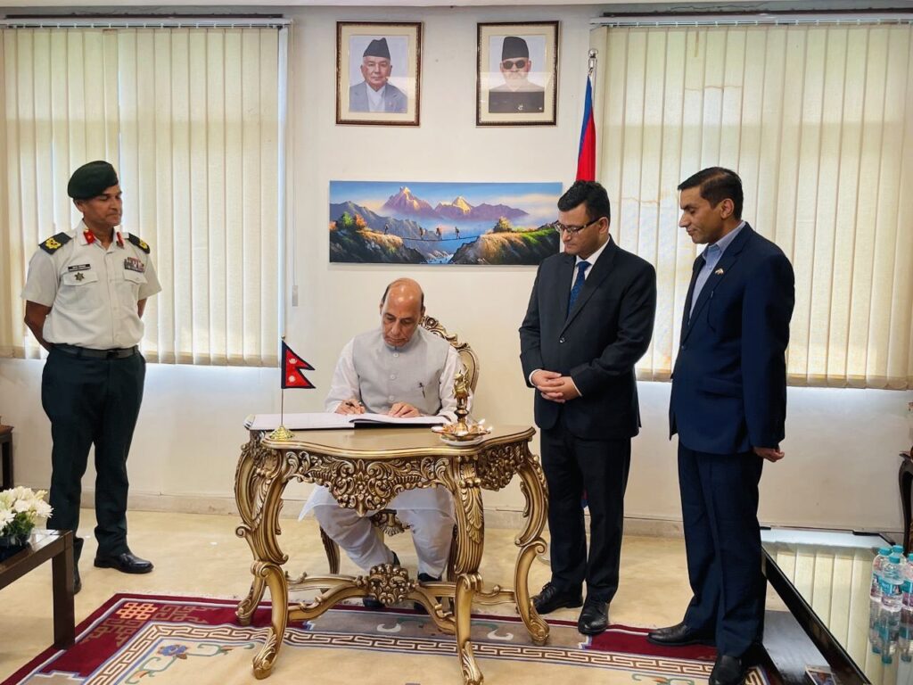 Defence Minister Rajnath Singh visits Nepal embassy, writes condolence message over flash flood devastation