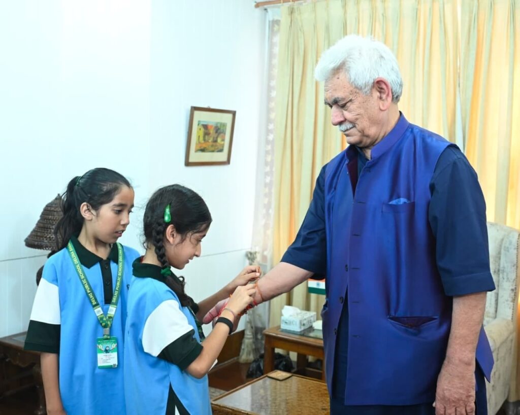 Lt Governor celebrates Raksha Bandhan with students from DPS Baramulla