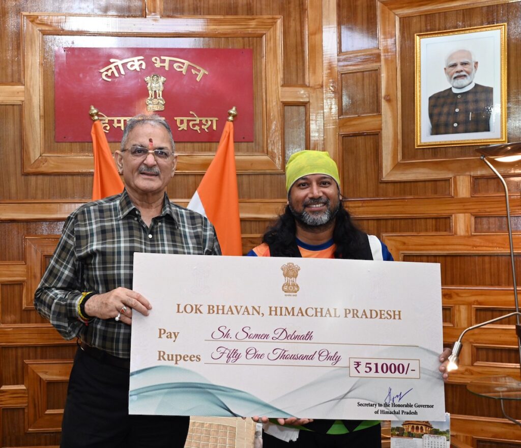 International Cyclist Somen Debnath Calls on Himachal Governor Kavinder Gupta