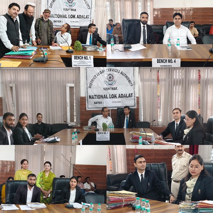 3rd National Lok Adalat held in District Kishtwar; 139 Cases Settled, ₹3.05 Crore awarded to Claimants