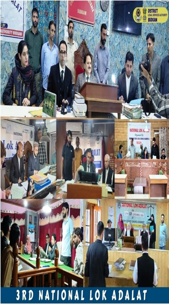 DLSA Budgam facilitates amicable settlement of 260 Cases in 3rd National Lok Adalat