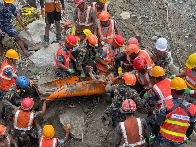 Two workers rescued alive from tunnel in Nepal 10 days after flash floods