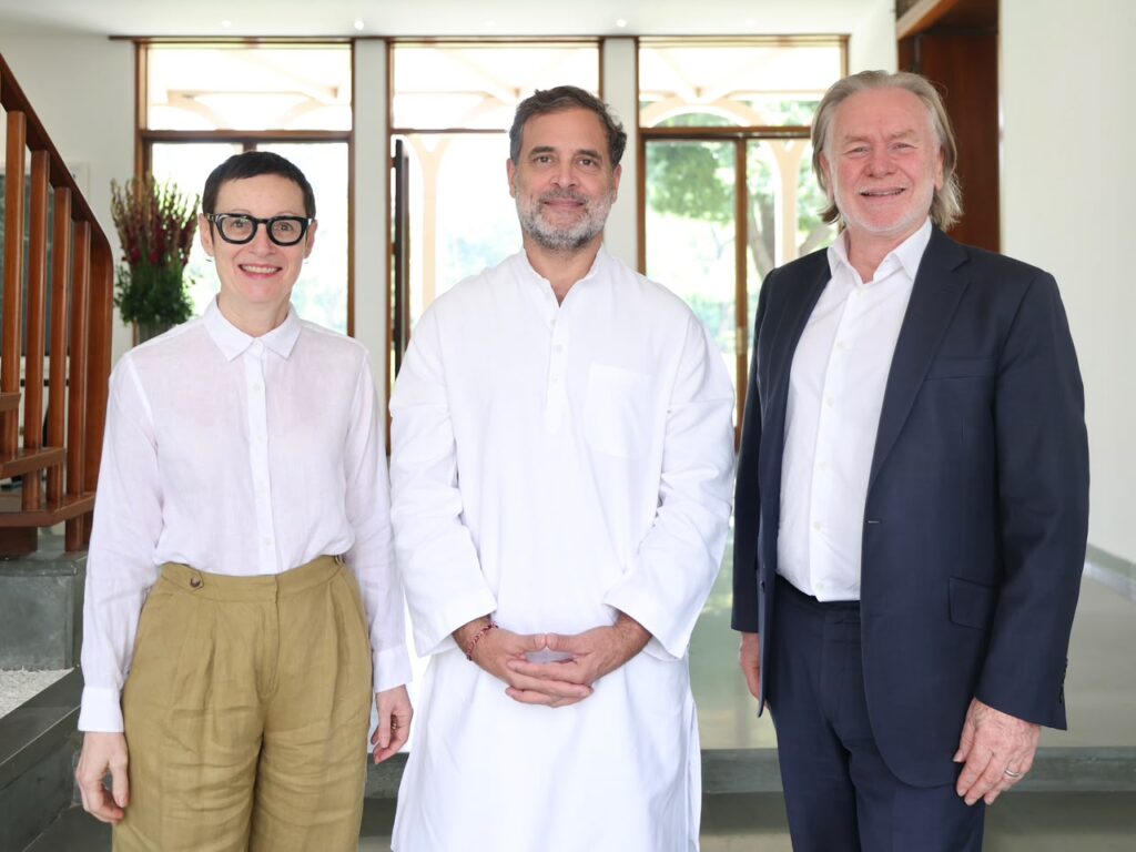 LoP Rahul Gandhi meets Australian High Commissioner Philip Green, London School of Economics Professor Susan Marks