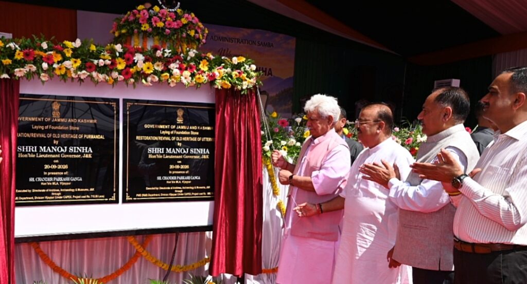 Lt Governor Lays Foundation Stone for Renovation and Restoration of Heritage Sites at Purmandal and Uttervehini