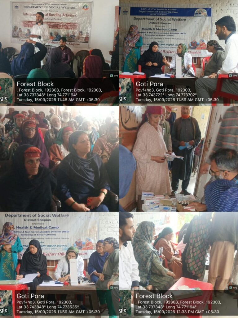 SWD Shopian organizes Free Geriatric Health & Screening Camp at Gatipora Keller