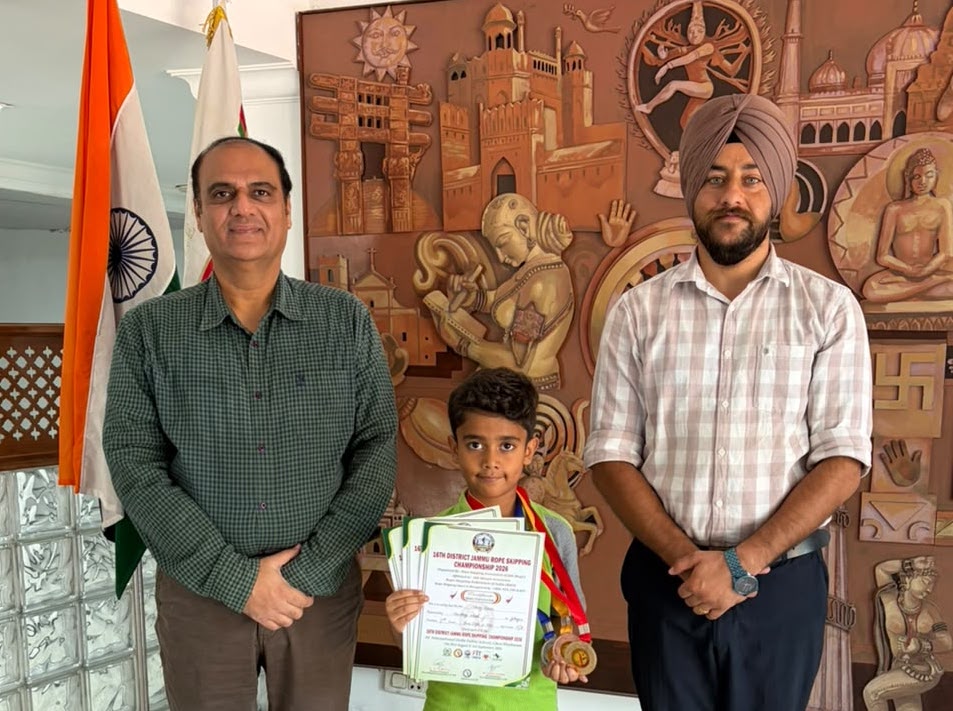 Heritage School Student Viraj Gaur Wins Three Medals at District Jammu Rope Skipping Championship