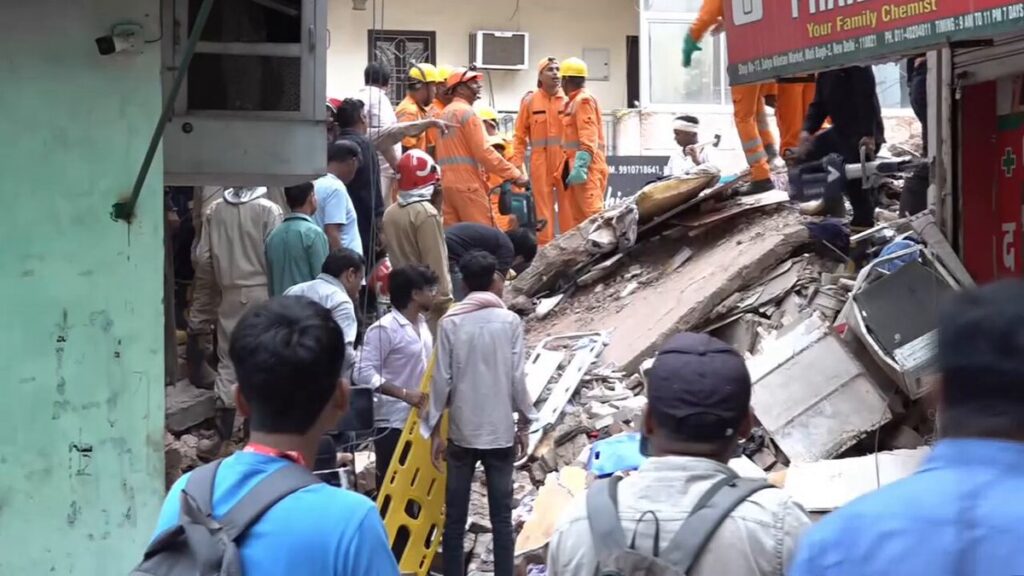 One Killed, Three Critically Injured as Five-Storey PG Building Collapses in South Delhi