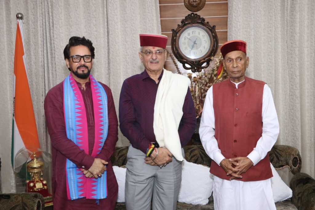 HP Governor Kavinder Gupta Calls on Former CM Prem Kumar Dhumal at Samirpur