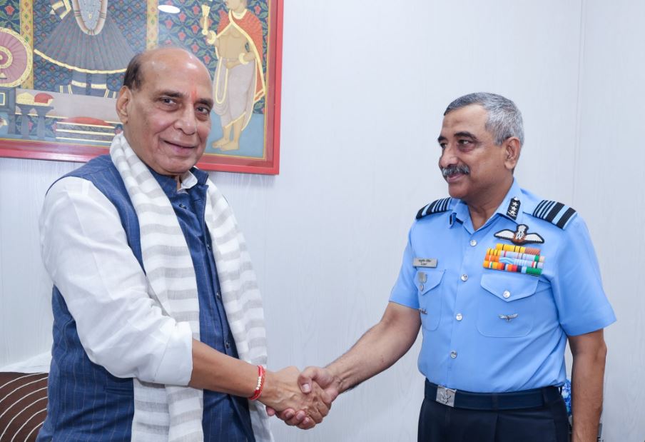 Air Chief-designate Air Marshal Ashutosh Dixit calls on Defence Minister Rajnath Singh