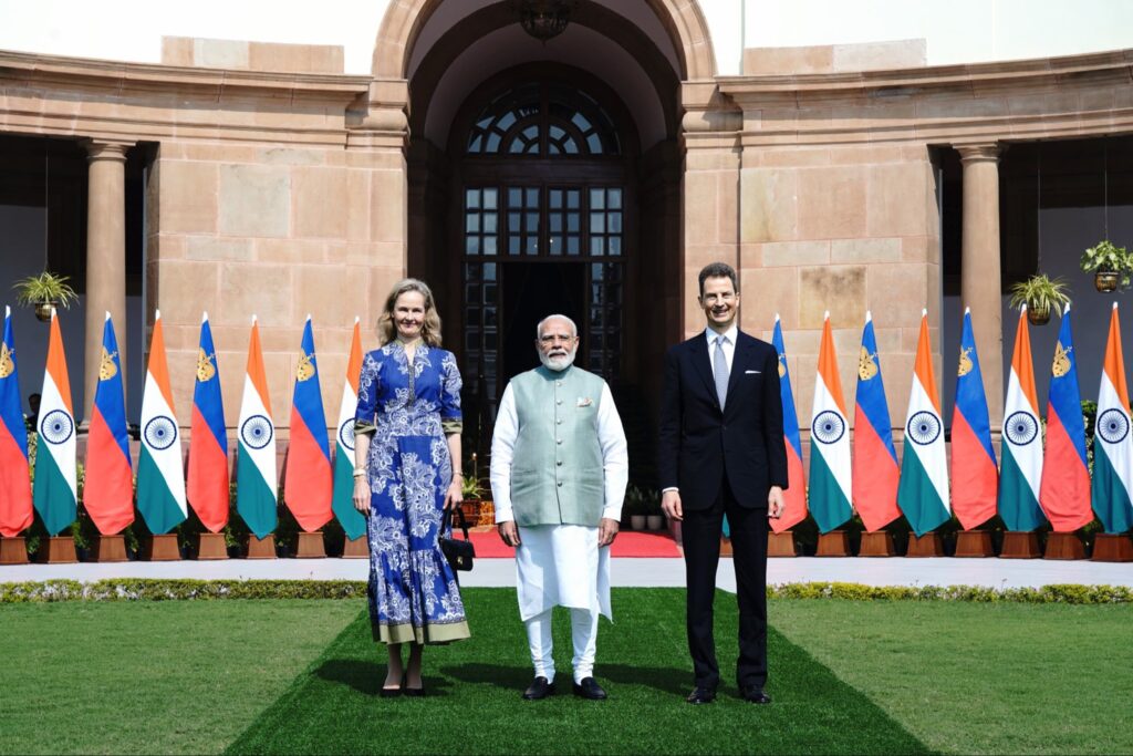 PM Modi meets Liechtenstein’s Hereditary Prince Alois, Princess Sophie at Hyderabad House