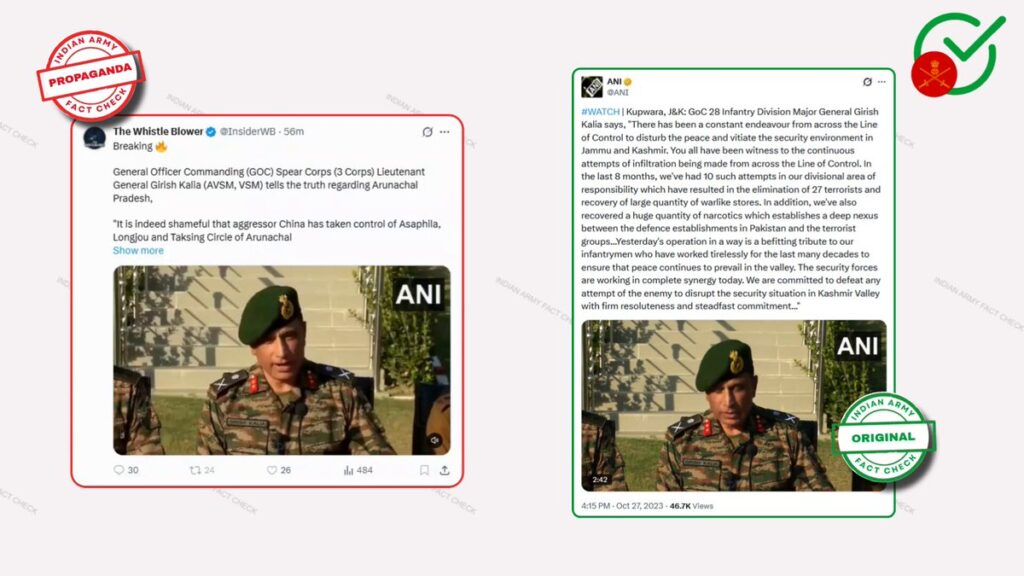 Indian Army debunks manipulated video falsely claiming Chinese control over Arunachal border areas